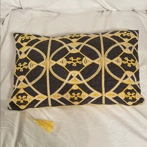 Crate & Barrel Black and Gold Geometric Pillow